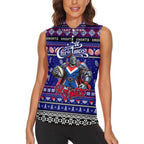 Personalized Knights Rugby Xmas Women Sleeveless Polo Shirt Australia NRL Mascot