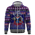 Personalized Knights Rugby Xmas Zip Hoodie Australia NRL Mascot