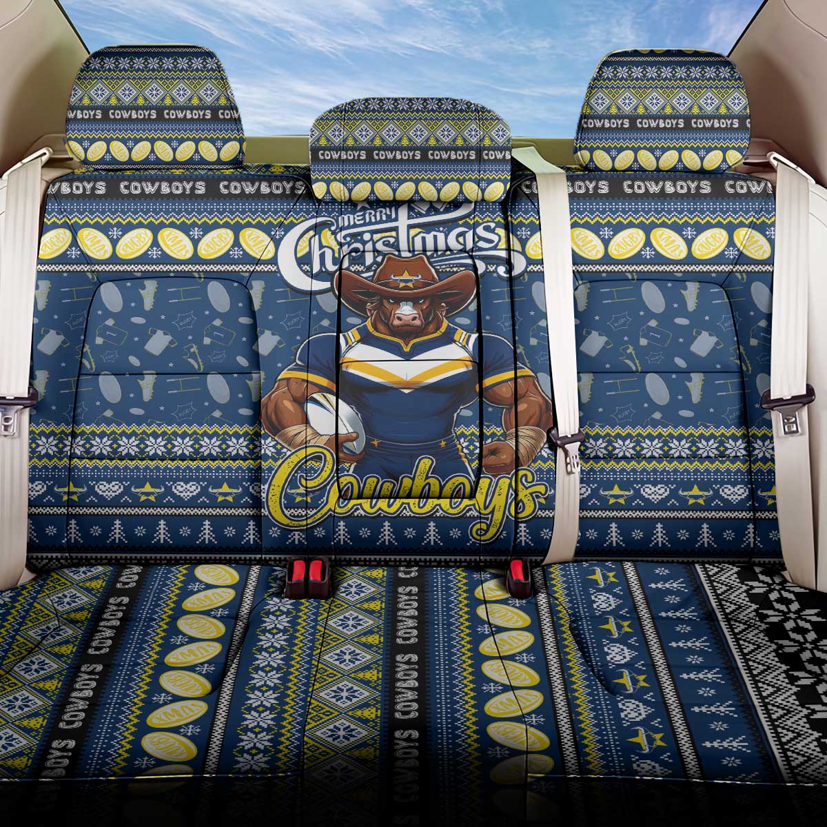 Cowboys Rugby Xmas Back Car Seat Cover Australia NRL Mascot