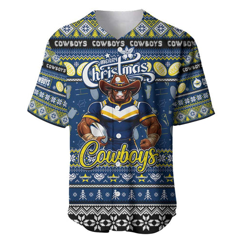 Personalized Cowboys Rugby Xmas Baseball Jersey Australia NRL Mascot