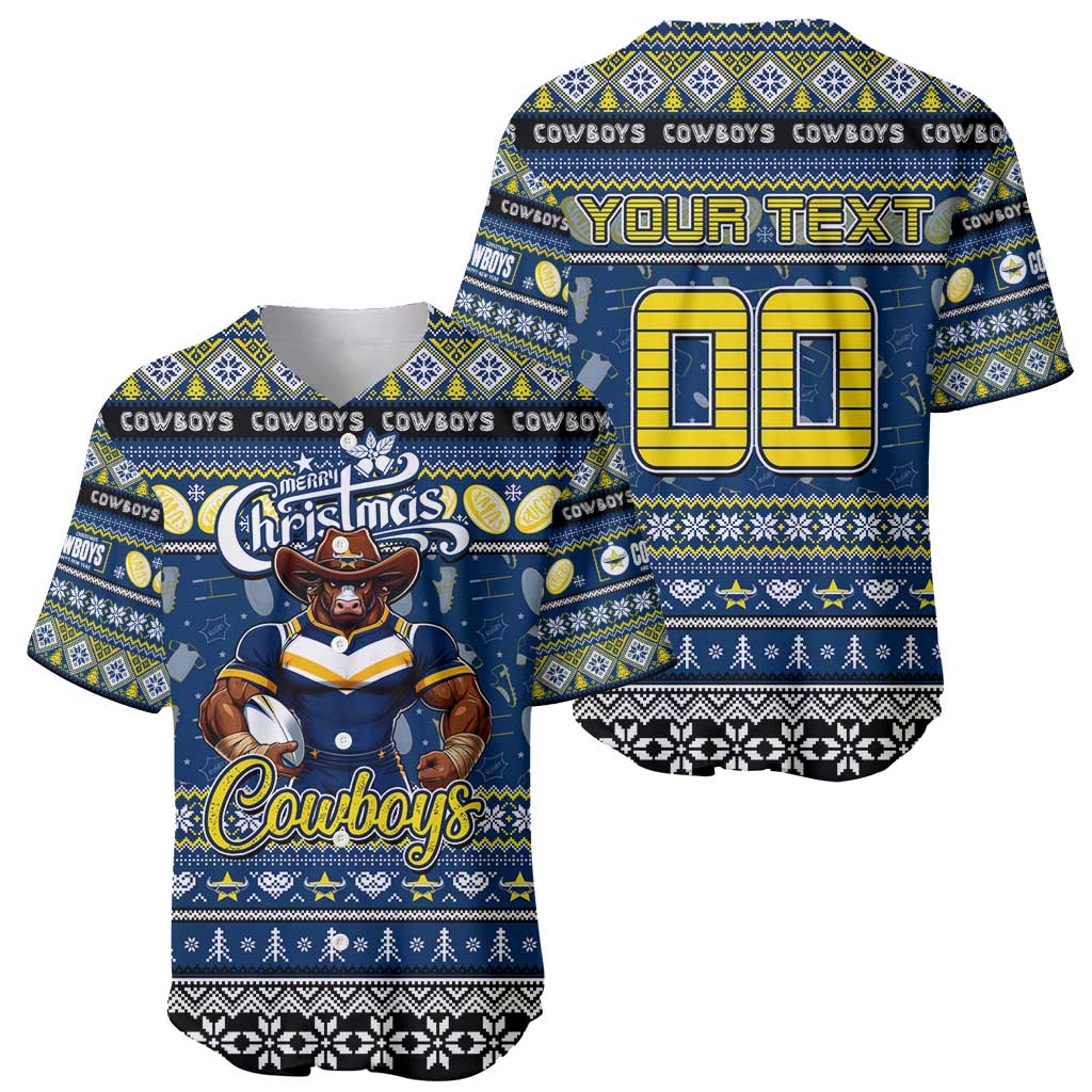 Personalized Cowboys Rugby Xmas Baseball Jersey Australia NRL Mascot