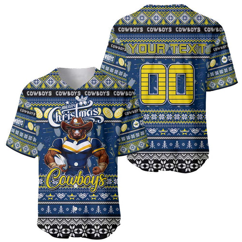 Personalized Cowboys Rugby Xmas Baseball Jersey Australia NRL Mascot
