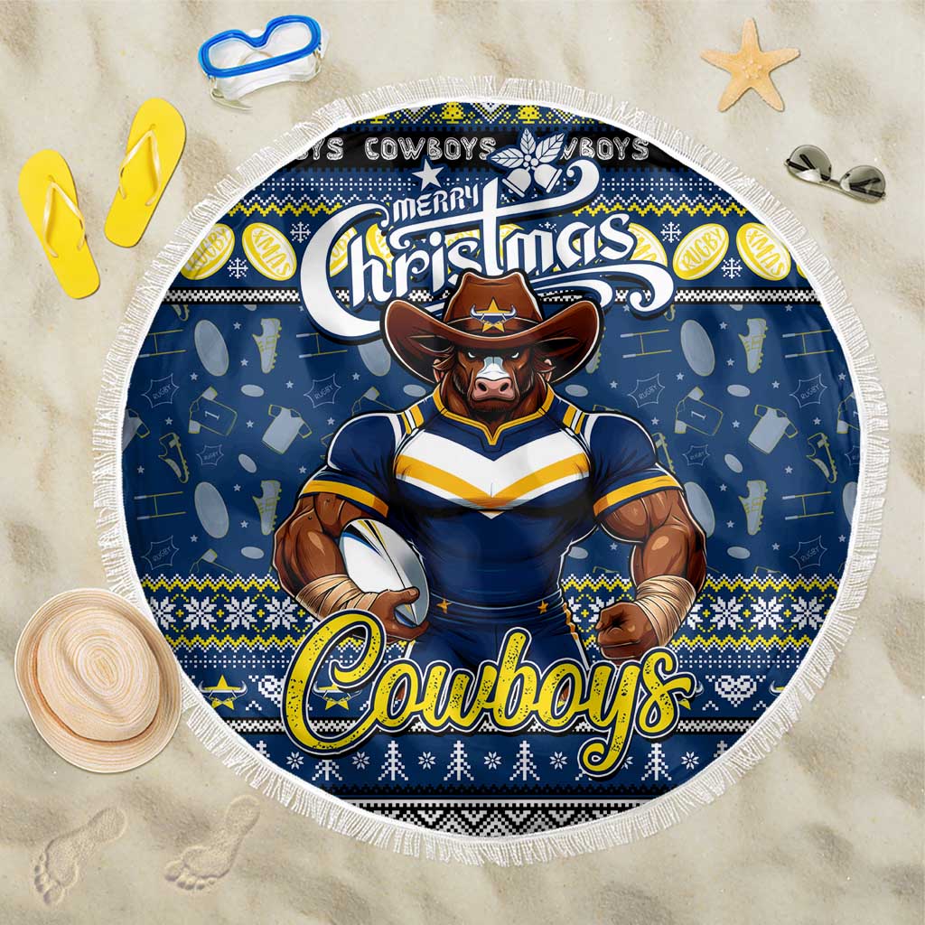 Cowboys Rugby Xmas Beach Blanket Australia NRL Mascot