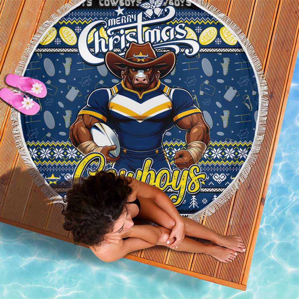 Cowboys Rugby Xmas Beach Blanket Australia NRL Mascot