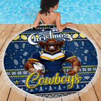 Cowboys Rugby Xmas Beach Blanket Australia NRL Mascot
