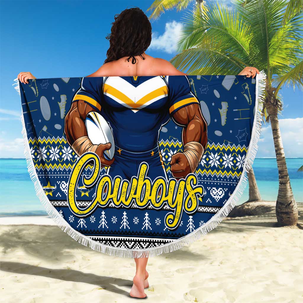 Cowboys Rugby Xmas Beach Blanket Australia NRL Mascot
