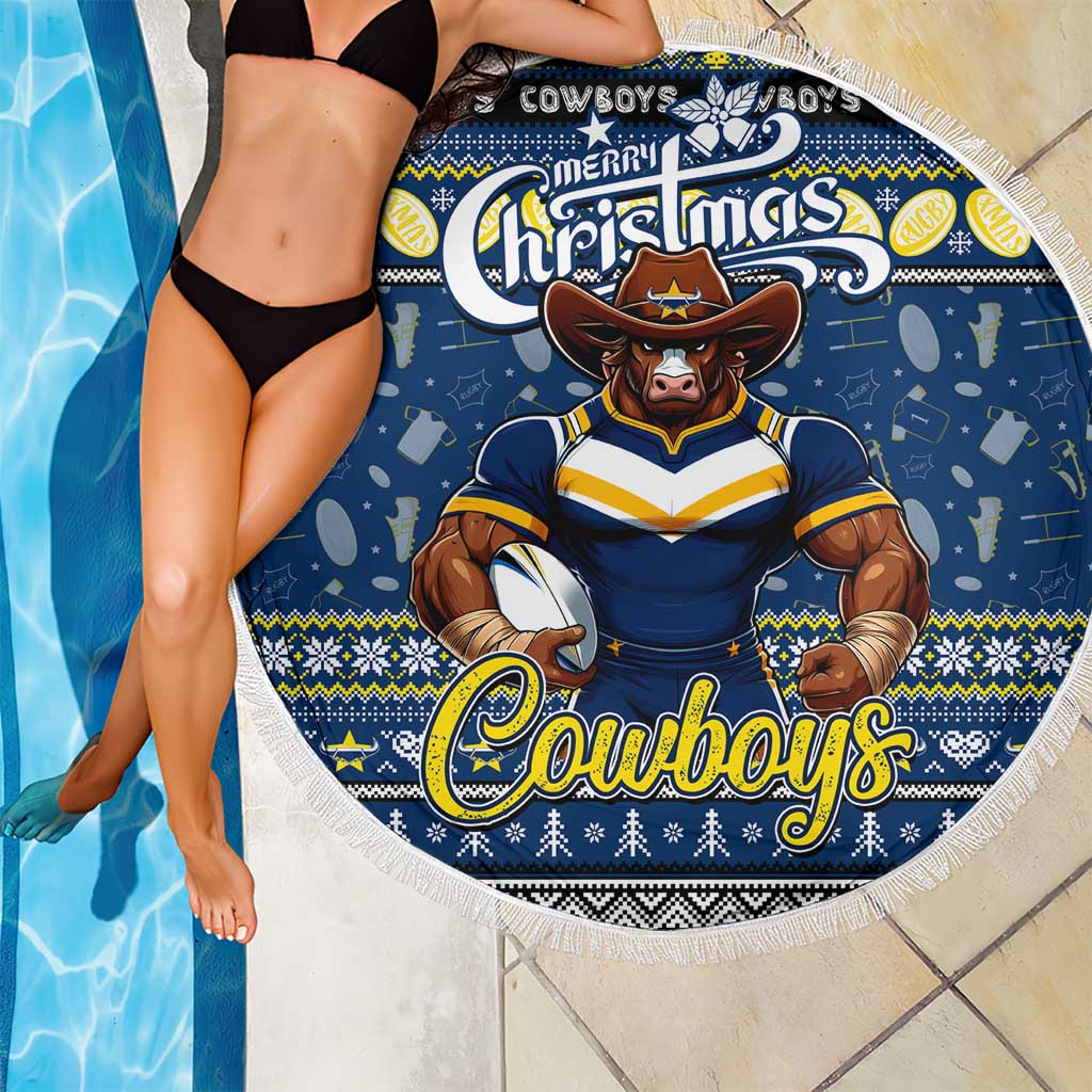 Cowboys Rugby Xmas Beach Blanket Australia NRL Mascot