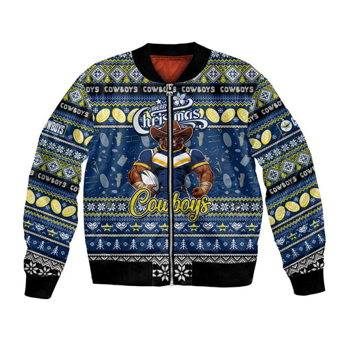Personalized Cowboys Rugby Xmas Bomber Jacket Australia NRL Mascot
