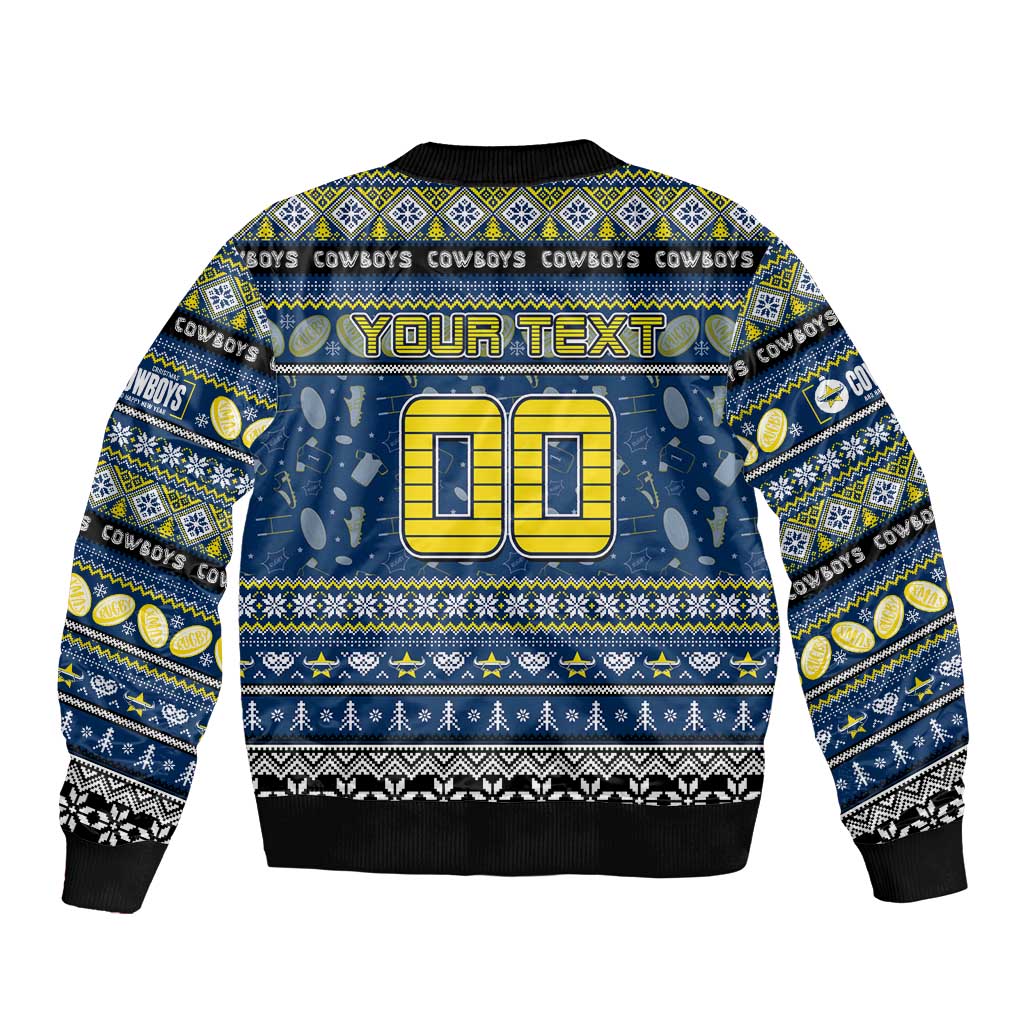 Personalized Cowboys Rugby Xmas Bomber Jacket Australia NRL Mascot