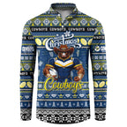 Personalized Cowboys Rugby Xmas Button Sweatshirt Australia NRL Mascot