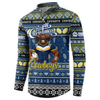 Personalized Cowboys Rugby Xmas Button Sweatshirt Australia NRL Mascot
