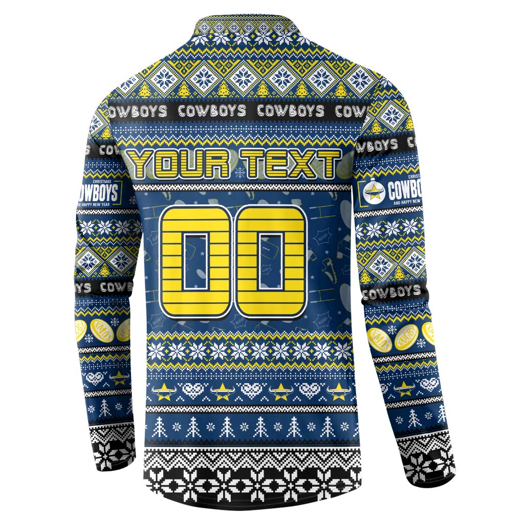 Personalized Cowboys Rugby Xmas Button Sweatshirt Australia NRL Mascot