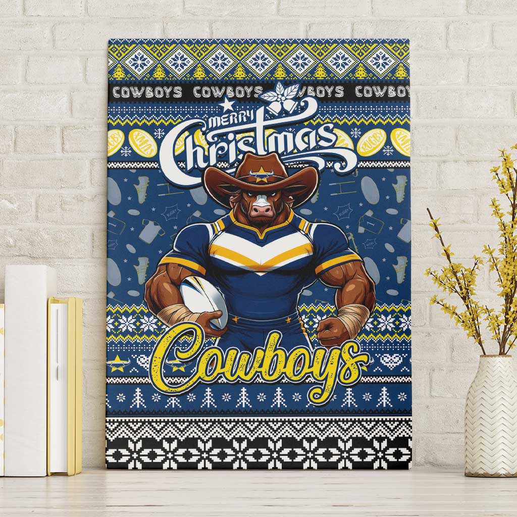 Cowboys Rugby Xmas Canvas Wall Art Australia NRL Mascot