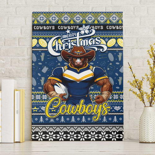 Cowboys Rugby Xmas Canvas Wall Art Australia NRL Mascot