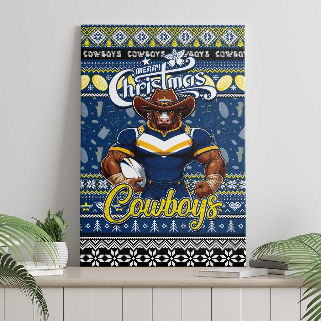 Cowboys Rugby Xmas Canvas Wall Art Australia NRL Mascot