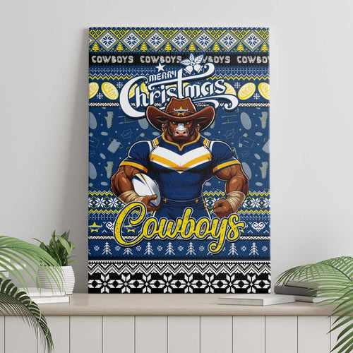 Cowboys Rugby Xmas Canvas Wall Art Australia NRL Mascot