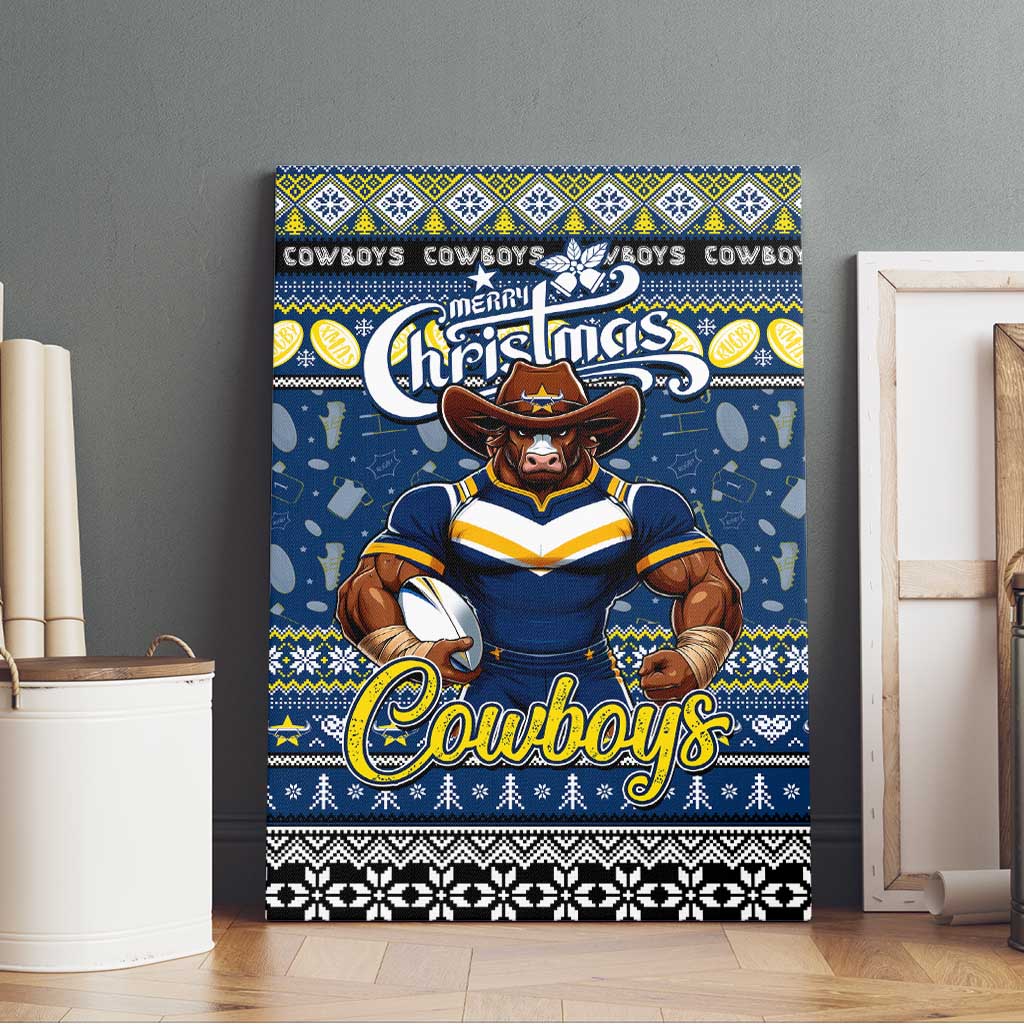 Cowboys Rugby Xmas Canvas Wall Art Australia NRL Mascot