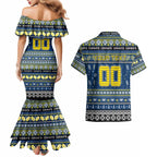 Personalized Cowboys Rugby Xmas Couples Matching Mermaid Dress and Hawaiian Shirt Australia NRL Mascot