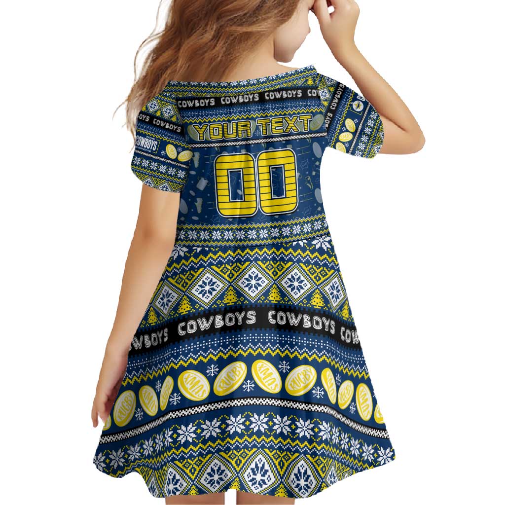 Personalized Cowboys Rugby Xmas Family Matching Mermaid Dress and Hawaiian Shirt Australia NRL Mascot