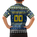 Personalized Cowboys Rugby Xmas Family Matching Off The Shoulder Long Sleeve Dress and Hawaiian Shirt Australia NRL Mascot