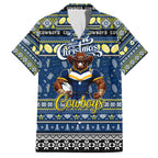 Personalized Cowboys Rugby Xmas Family Matching Off The Shoulder Long Sleeve Dress and Hawaiian Shirt Australia NRL Mascot