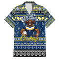 Personalized Cowboys Rugby Xmas Family Matching Off Shoulder Maxi Dress and Hawaiian Shirt Australia NRL Mascot