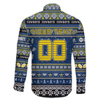 Personalized Cowboys Rugby Xmas Family Matching Off Shoulder Maxi Dress and Hawaiian Shirt Australia NRL Mascot