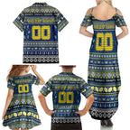 Personalized Cowboys Rugby Xmas Family Matching Summer Maxi Dress and Hawaiian Shirt Australia NRL Mascot