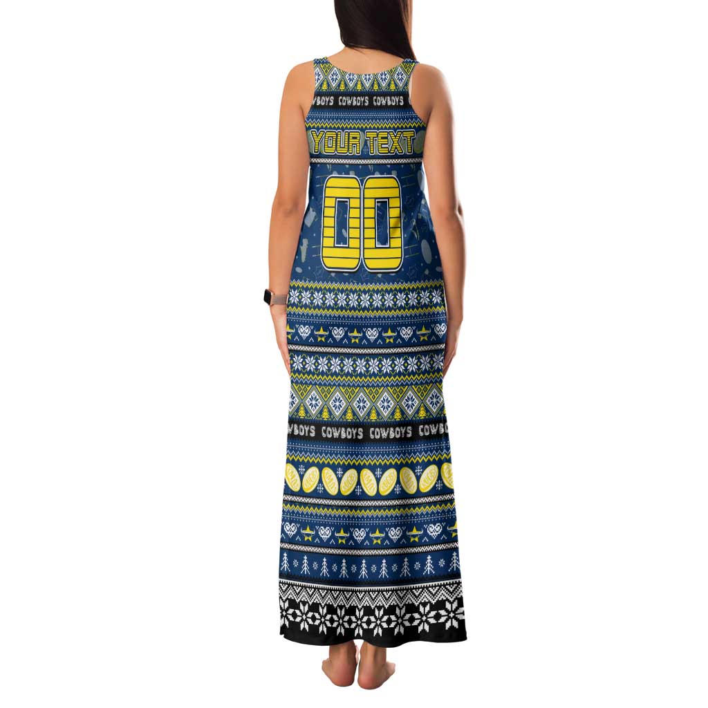 Personalized Cowboys Rugby Xmas Family Matching Tank Maxi Dress and Hawaiian Shirt Australia NRL Mascot