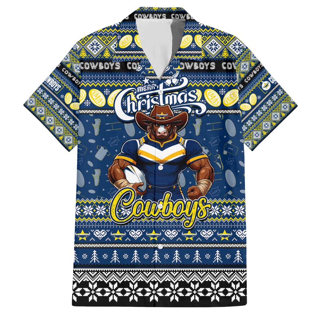 Personalized Cowboys Rugby Xmas Hawaiian Shirt Australia NRL Mascot