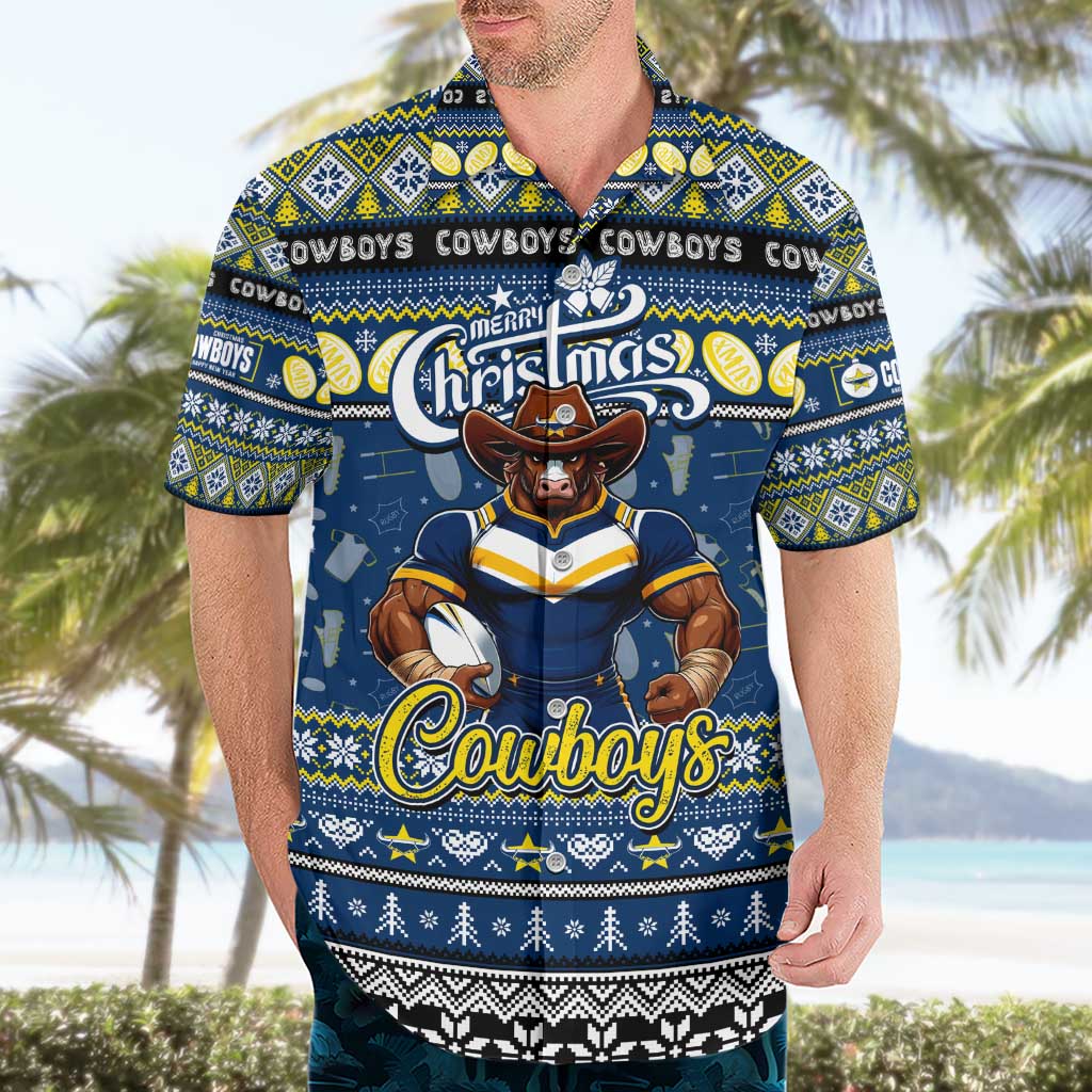 Personalized Cowboys Rugby Xmas Hawaiian Shirt Australia NRL Mascot