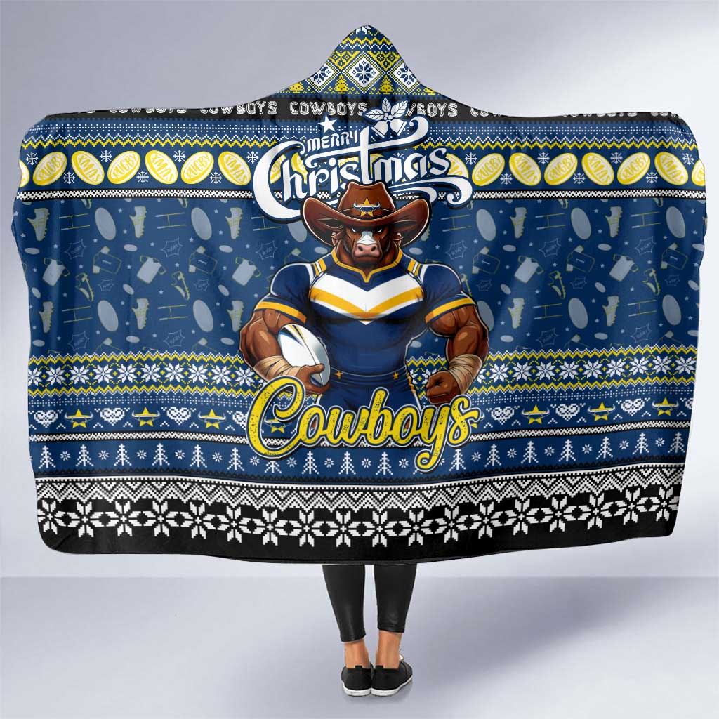 Cowboys Rugby Xmas Hooded Blanket Australia NRL Mascot