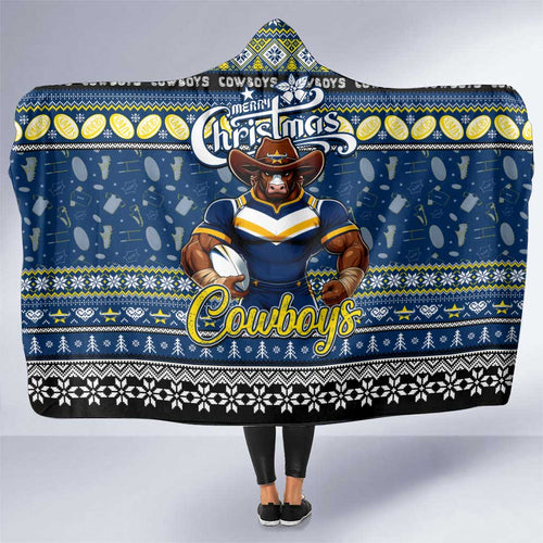 Cowboys Rugby Xmas Hooded Blanket Australia NRL Mascot