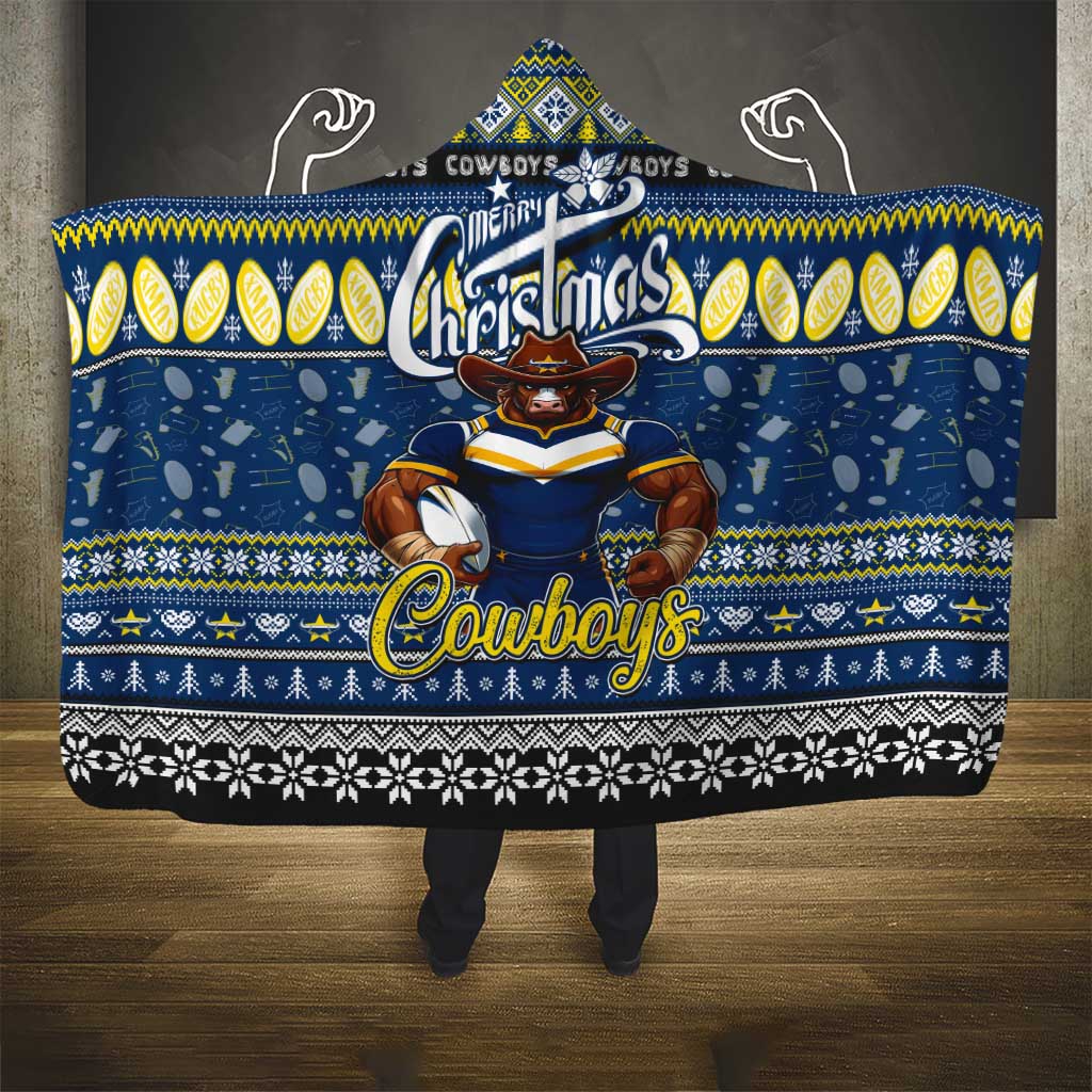 Cowboys Rugby Xmas Hooded Blanket Australia NRL Mascot