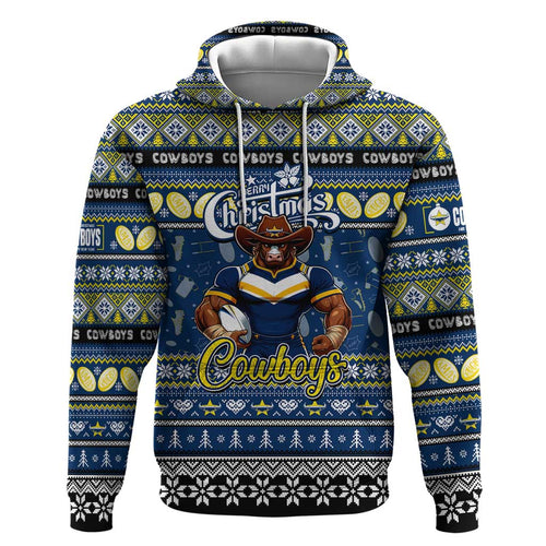 Personalized Cowboys Rugby Xmas Hoodie Australia NRL Mascot