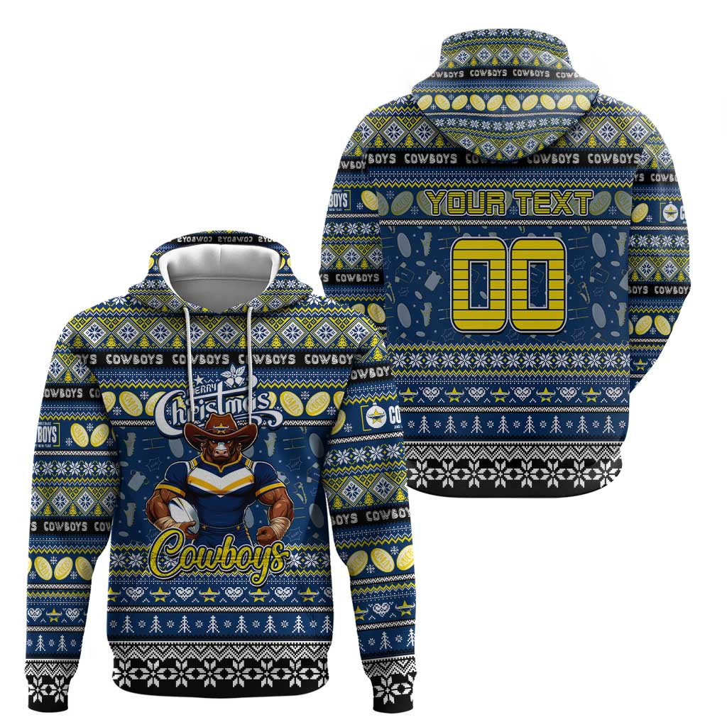 Personalized Cowboys Rugby Xmas Hoodie Australia NRL Mascot