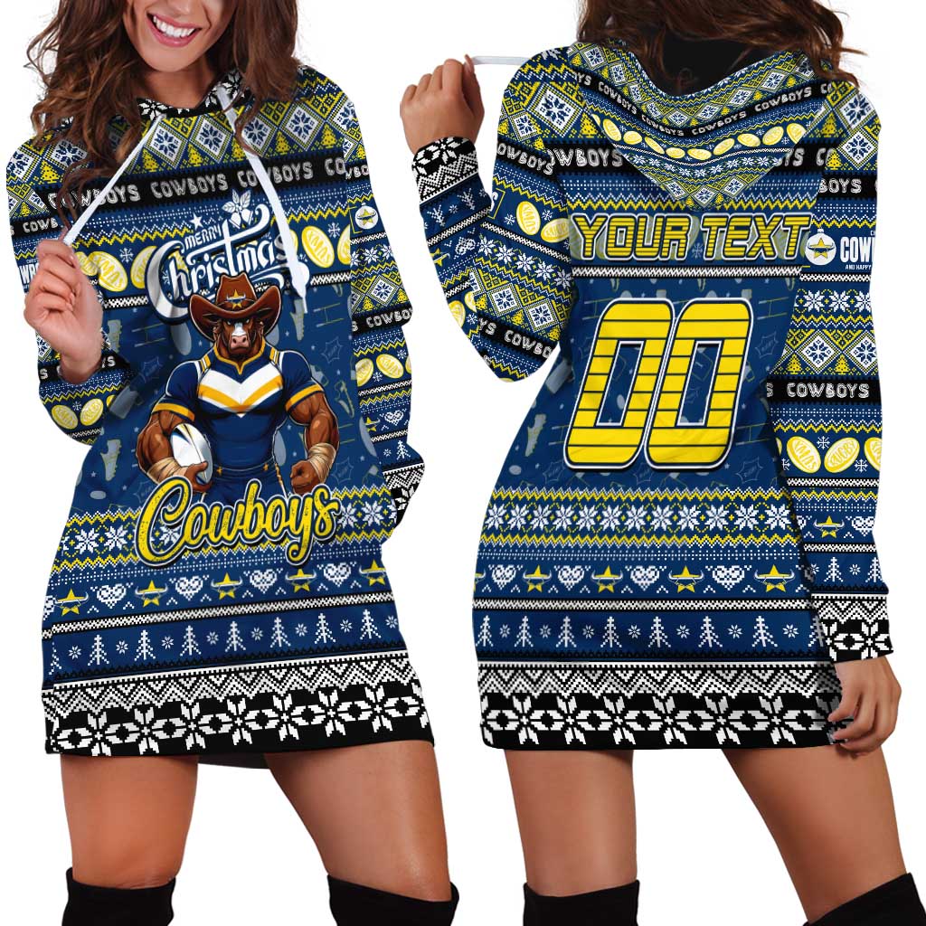 Personalized Cowboys Rugby Xmas Hoodie Dress Australia NRL Mascot