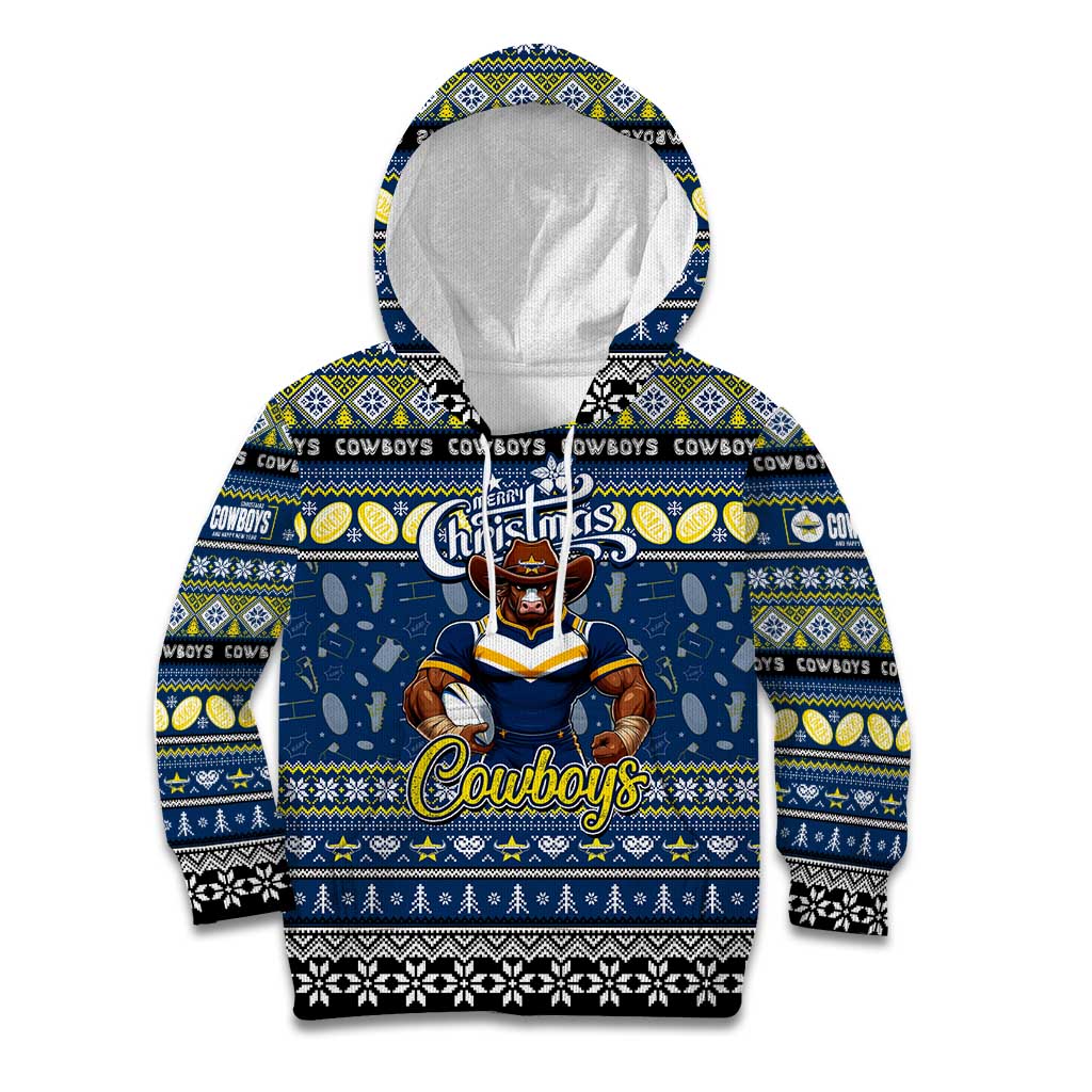 Personalized Cowboys Rugby Xmas Kid Hoodie Australia NRL Mascot