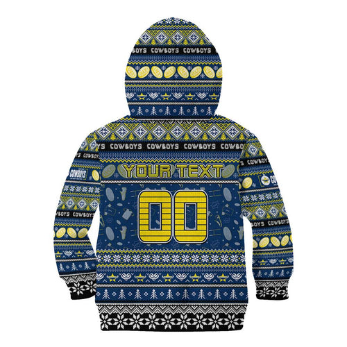 Personalized Cowboys Rugby Xmas Kid Hoodie Australia NRL Mascot