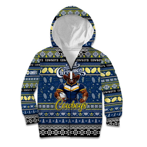 Personalized Cowboys Rugby Xmas Kid Hoodie Australia NRL Mascot