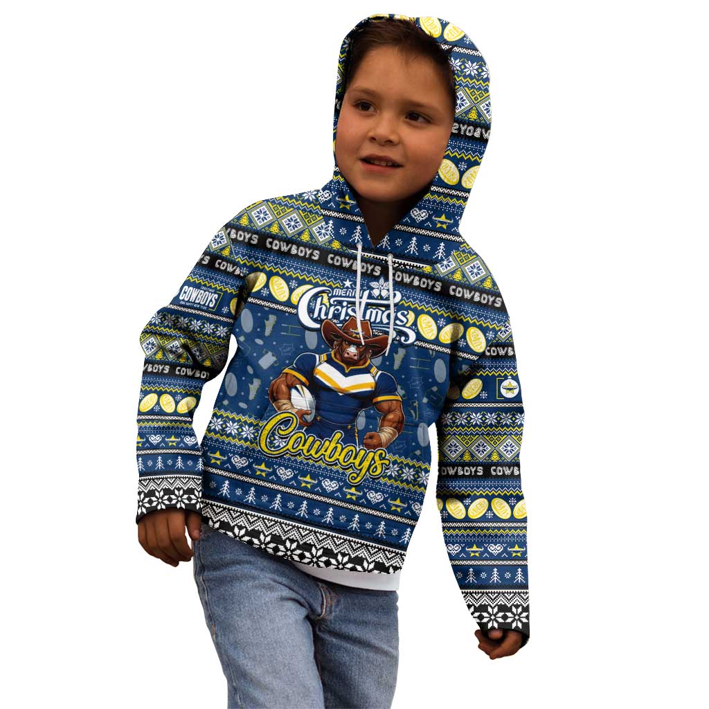 Personalized Cowboys Rugby Xmas Kid Hoodie Australia NRL Mascot