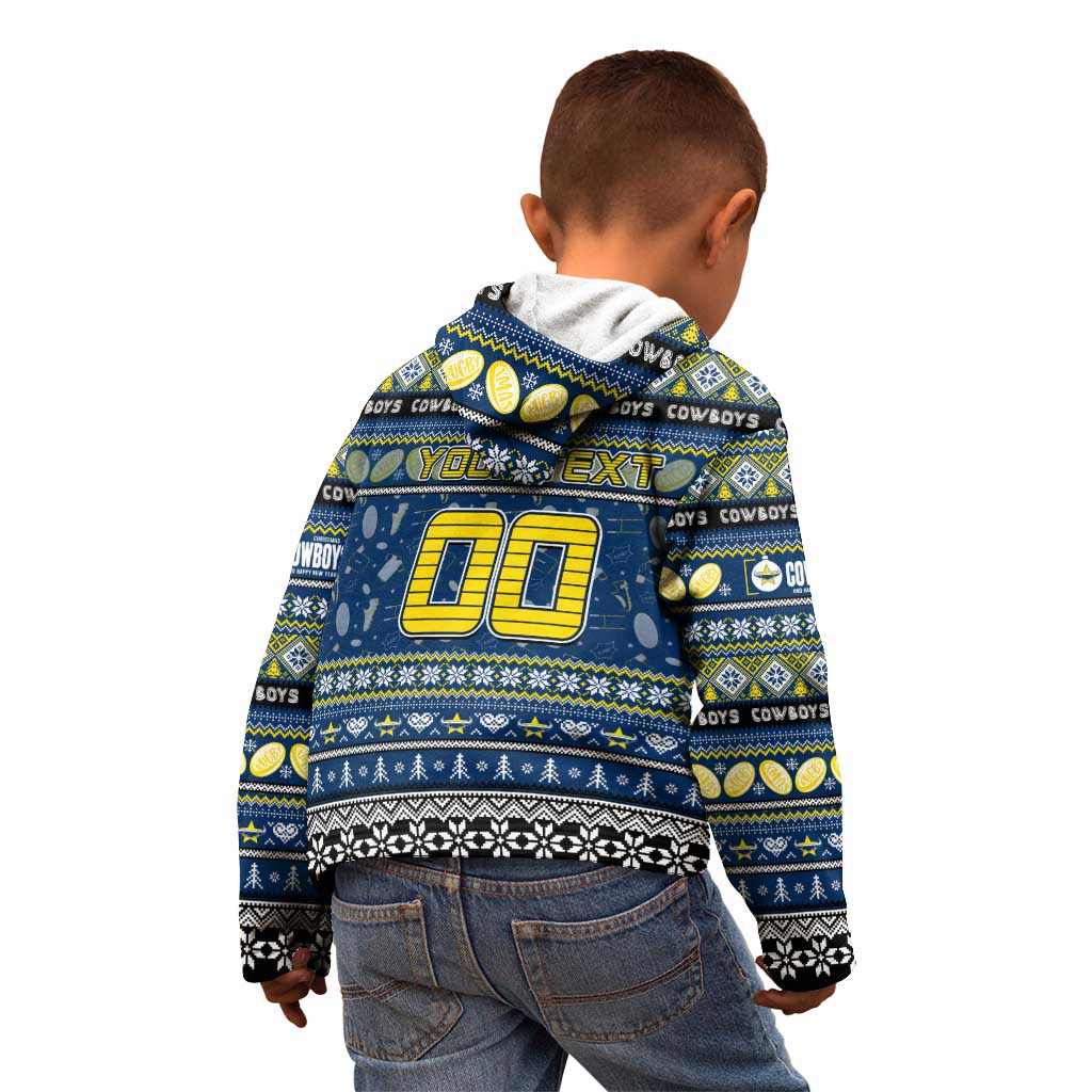 Personalized Cowboys Rugby Xmas Kid Hoodie Australia NRL Mascot