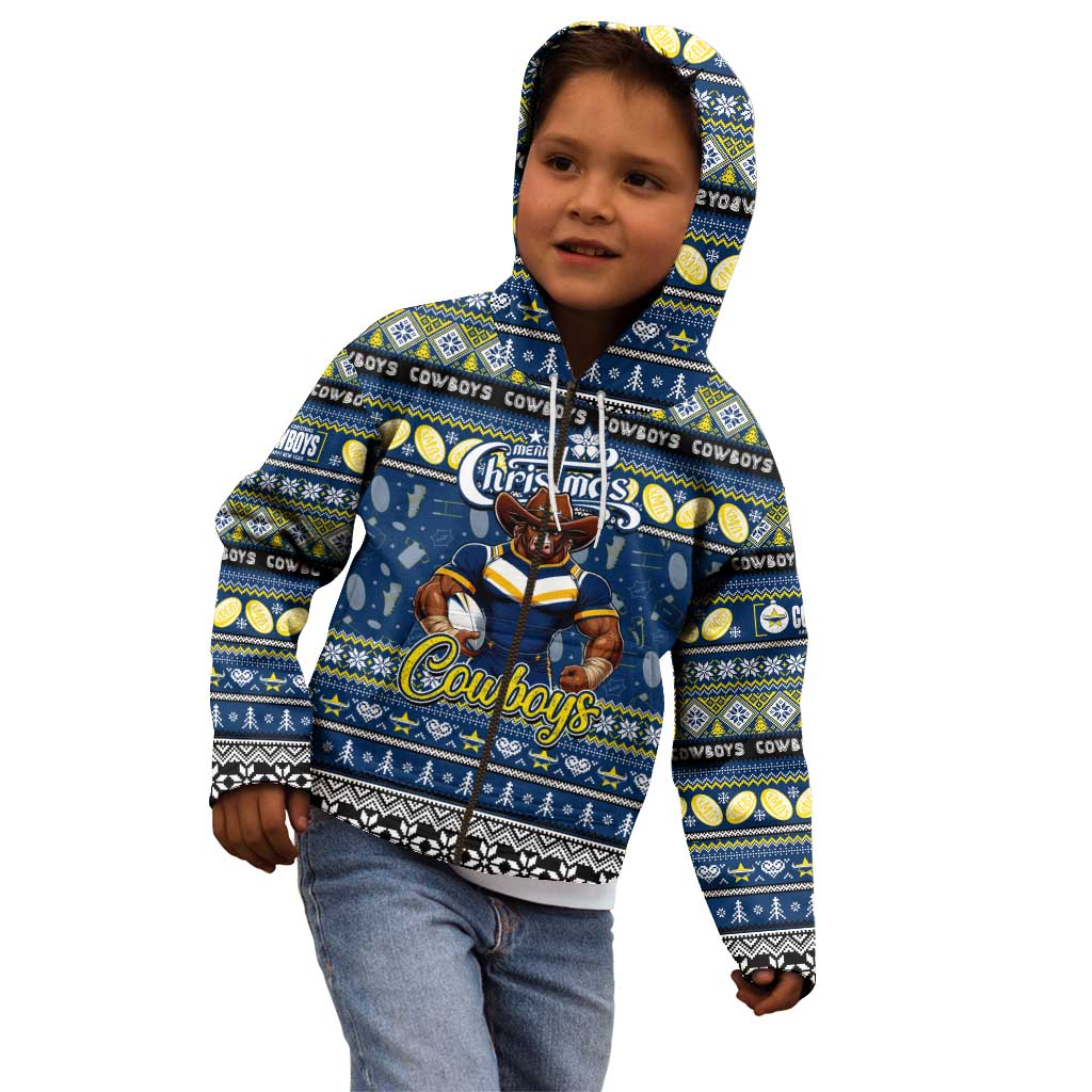 Personalized Cowboys Rugby Xmas Kid Hoodie Australia NRL Mascot