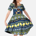 Personalized Cowboys Rugby Xmas Kid Short Sleeve Dress Australia NRL Mascot