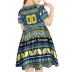 Personalized Cowboys Rugby Xmas Kid Short Sleeve Dress Australia NRL Mascot
