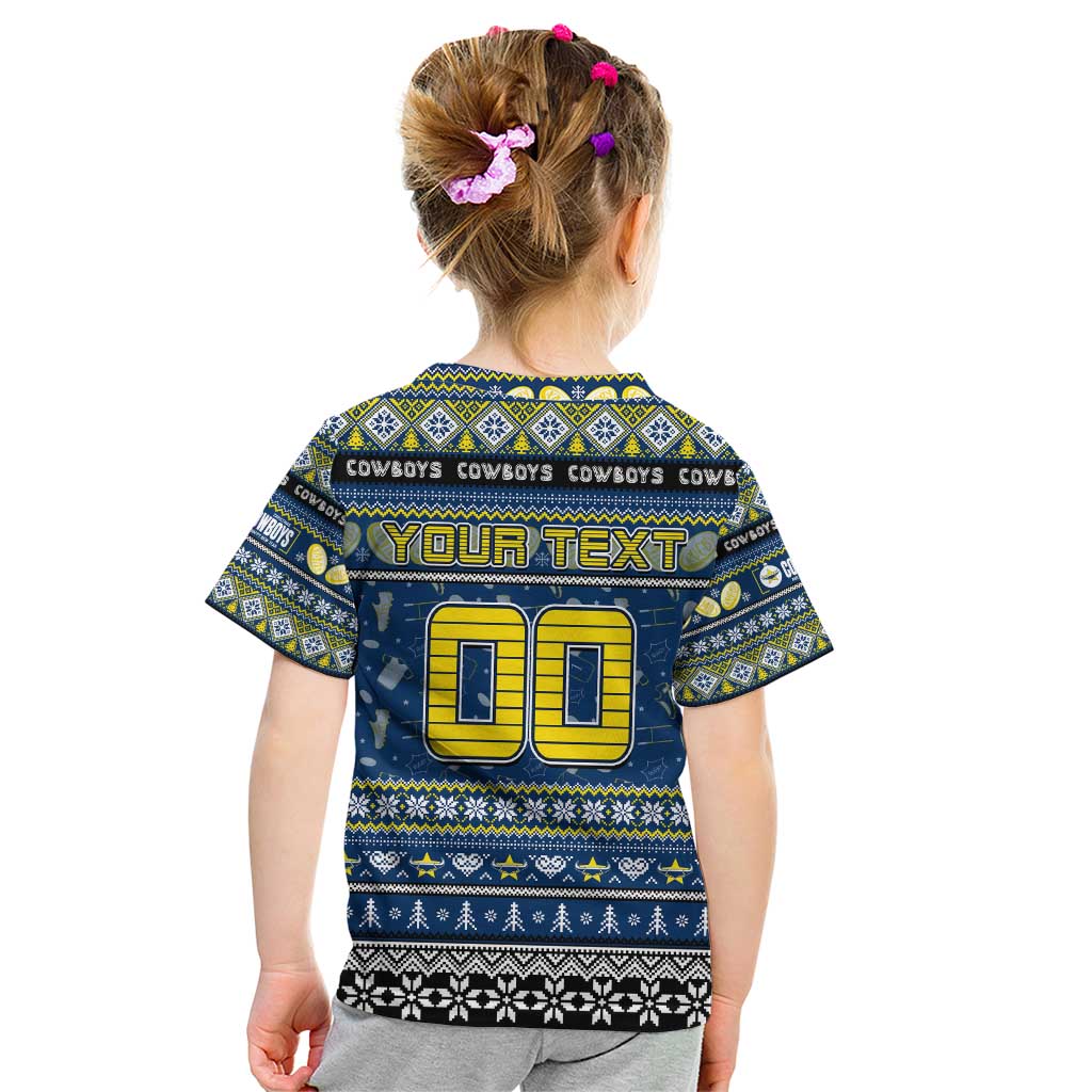 Personalized Cowboys Rugby Xmas Kid T Shirt Australia NRL Mascot