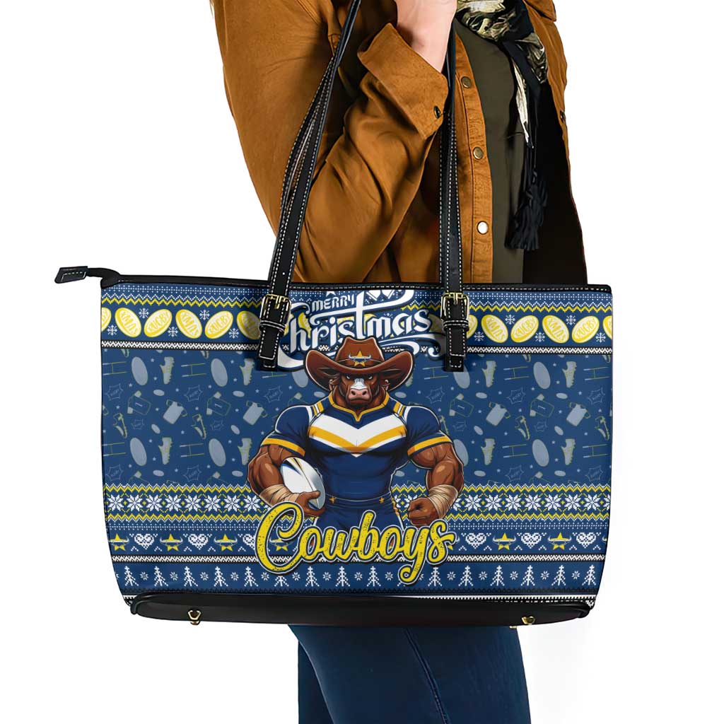 Cowboys Rugby Xmas Leather Tote Bag Australia NRL Mascot