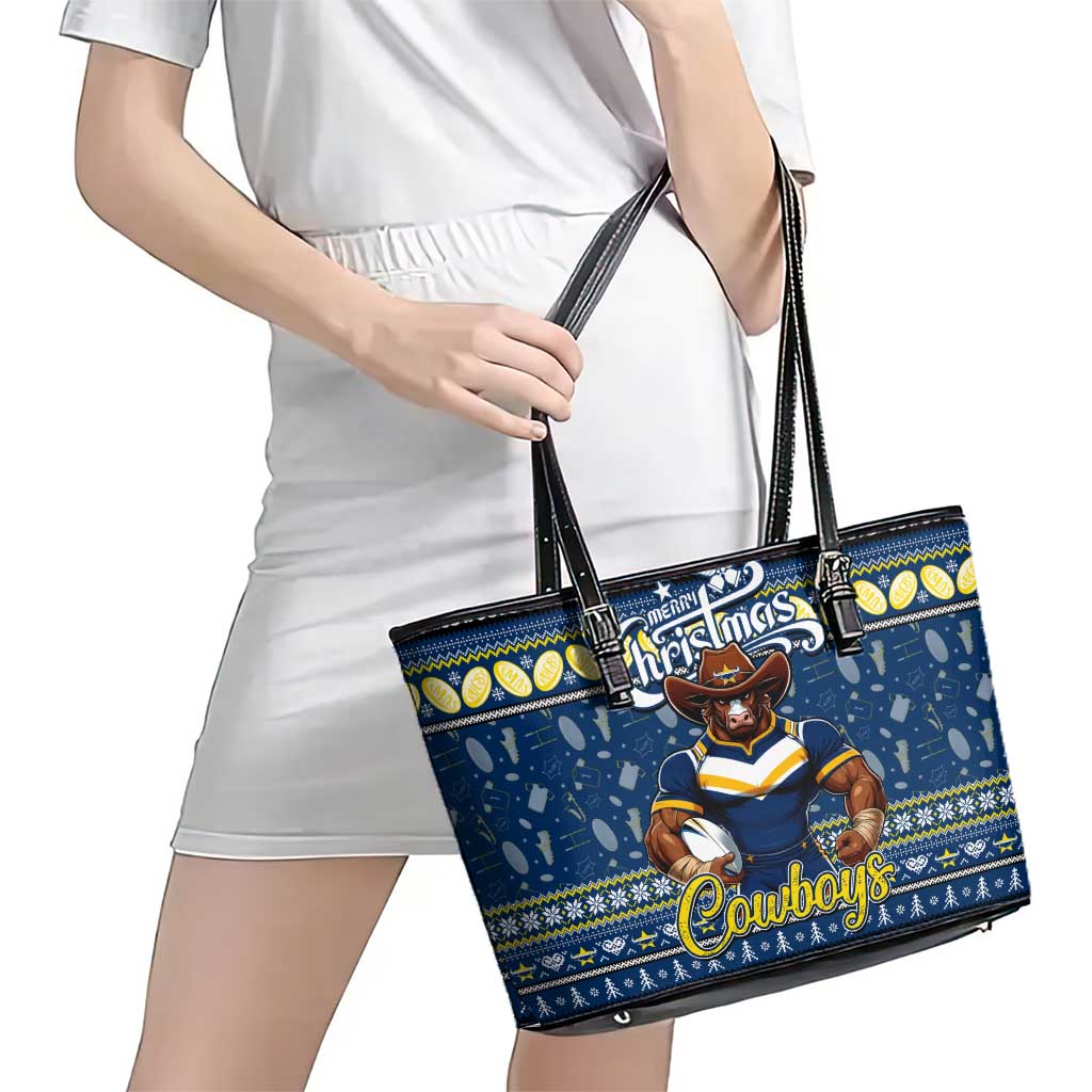 Cowboys Rugby Xmas Leather Tote Bag Australia NRL Mascot