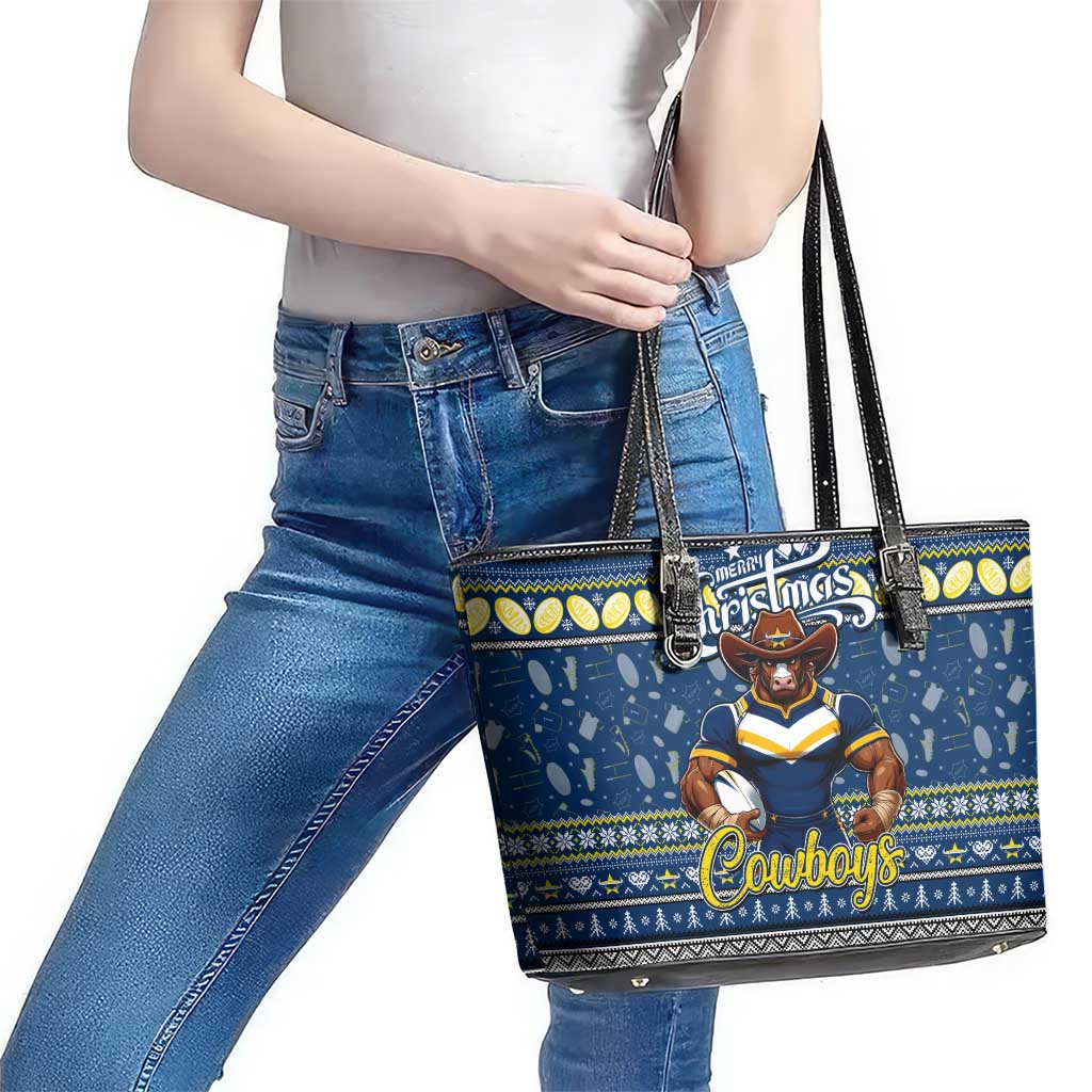 Cowboys Rugby Xmas Leather Tote Bag Australia NRL Mascot