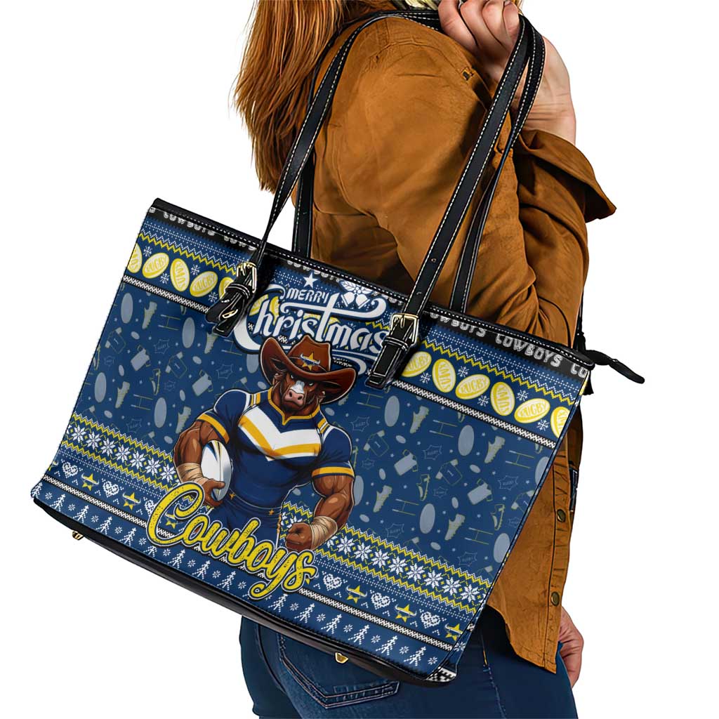 Cowboys Rugby Xmas Leather Tote Bag Australia NRL Mascot